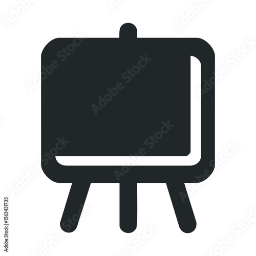 Black and white easel icon with blank canvas