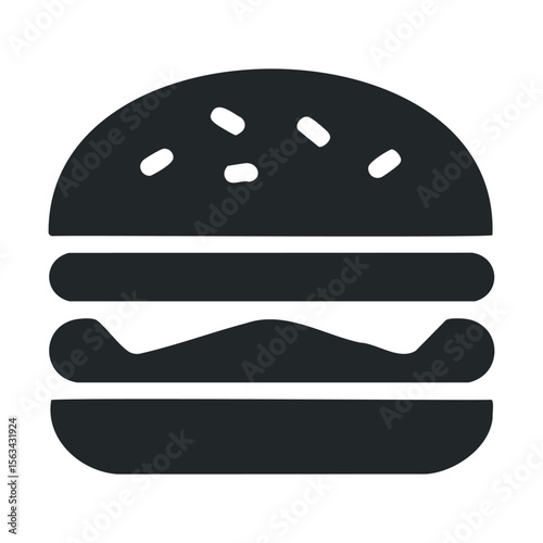 Black and white hamburger icon illustration in simple design