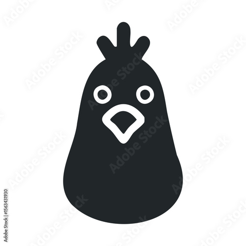 Silhouette of chicken head with beak featuring minimalist design