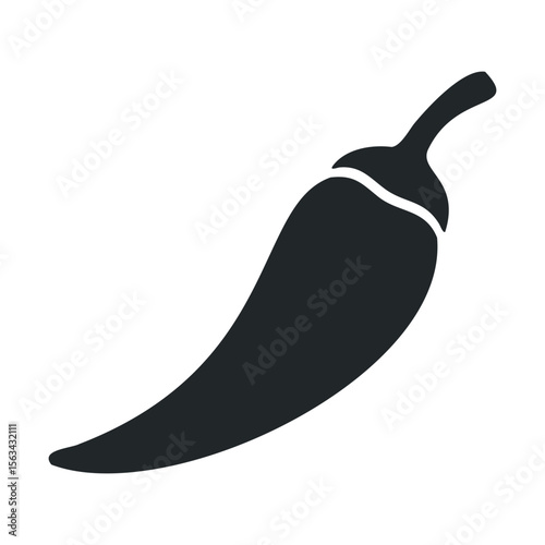 Bold black chili pepper silhouette against white background