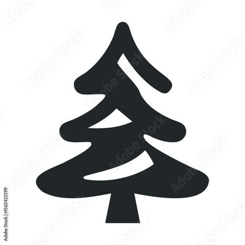 Simple black silhouette of pine tree with stylized branches