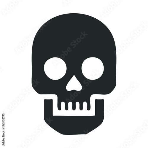 Simple black skull icon isolated on white background