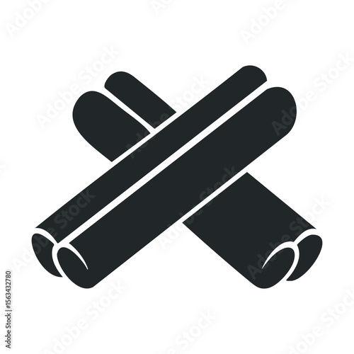 Rolling pin icon in black and white silhouette