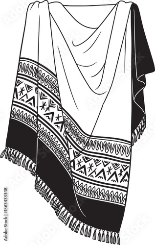 Traditional Towel Pattern Cultural Textile Silhouette vector illustration