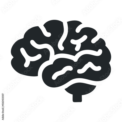 Black and white brain icon illustrating neural connections