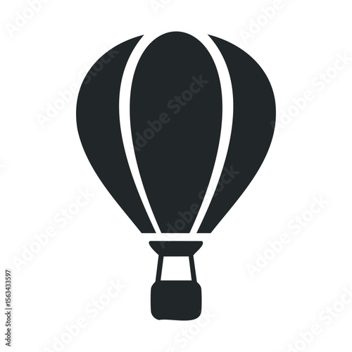 Black hot air balloon icon on white background