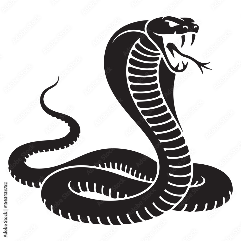 Fototapeta premium High Quality Snake Silhouette Vector Collection Bold and Striking Reptile Illustrations for Tattoo Art, Branding Projects, T-Shirt Prints, Jungle Wildlife Themes and Horror or Tribal Design Concepts.