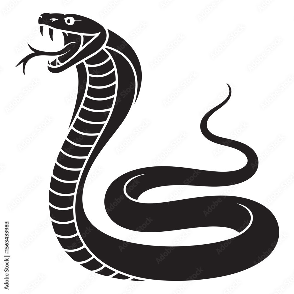 Fototapeta premium High Quality Snake Silhouette Vector Collection Bold and Striking Reptile Illustrations for Tattoo Art, Branding Projects, T-Shirt Prints, Jungle Wildlife Themes and Horror or Tribal Design Concepts.