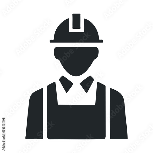 Silhouette of generic construction worker with hard hat and overalls