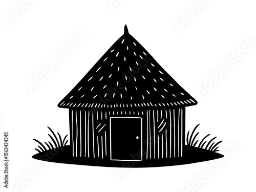 Tribal hut grass roof design vector illustration