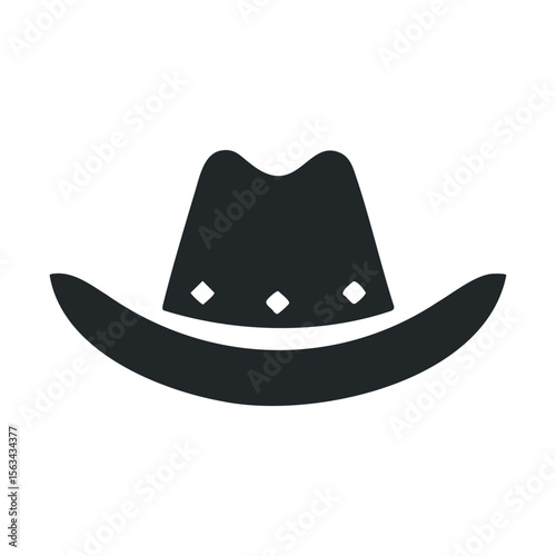 Silhouette of cowboy hat with diamonds on brim