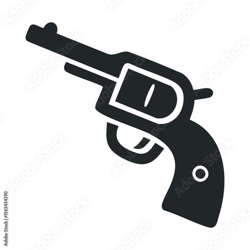 Simple black silhouette of a revolver with american flag motif