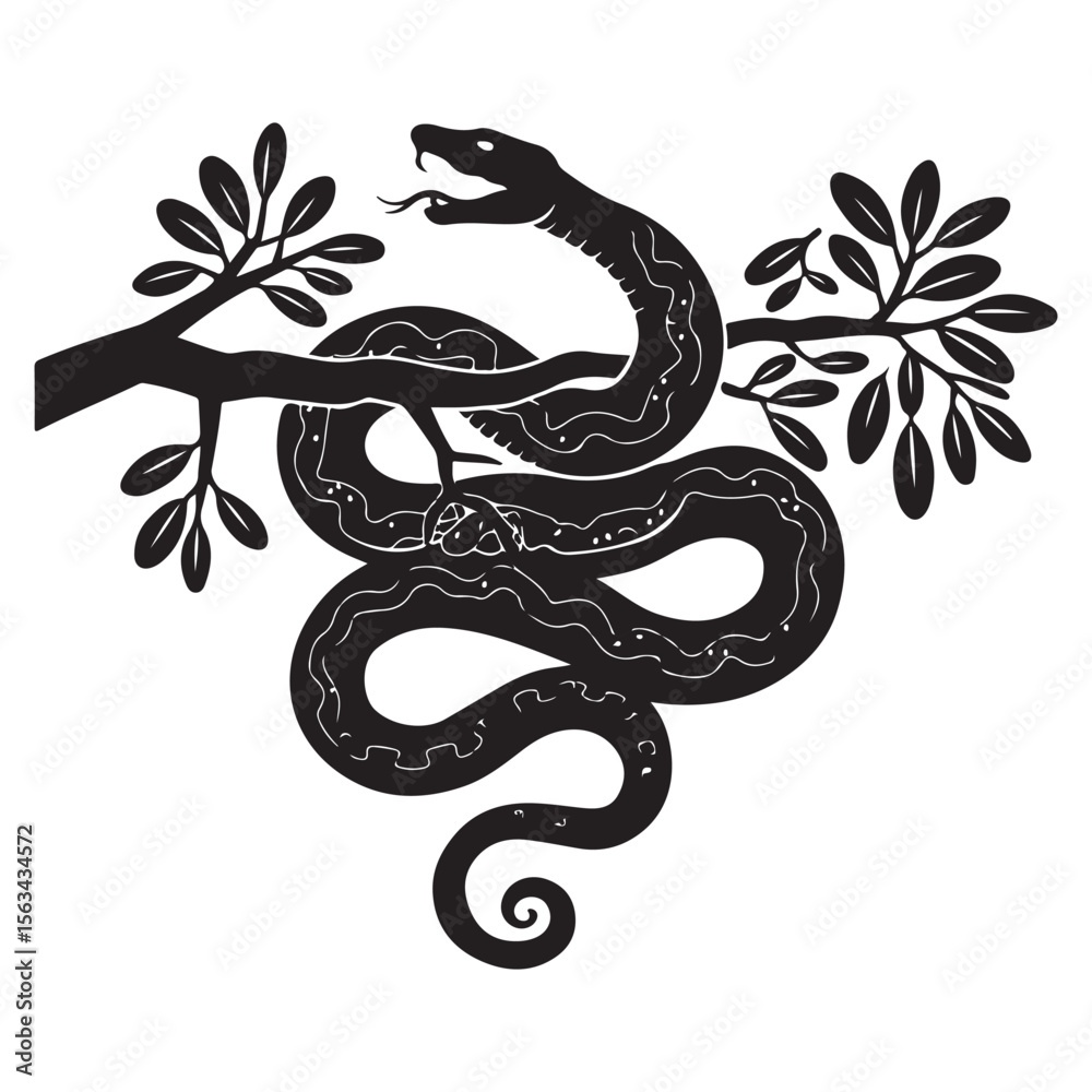 Obraz premium High Quality Snake Silhouette Vector Collection Bold and Striking Reptile Illustrations for Tattoo Art, Branding Projects, T-Shirt Prints, Jungle Wildlife Themes and Horror or Tribal Design Concepts.