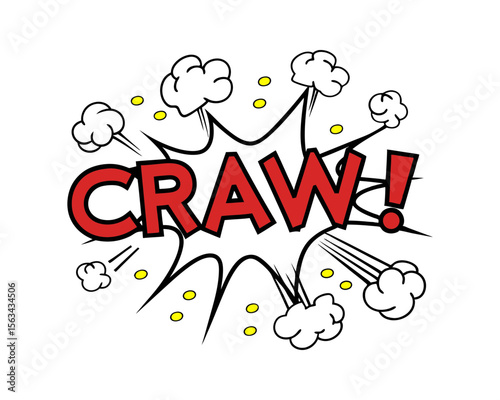 Comic book craw sound effect with explosions and speed lines vector illustration