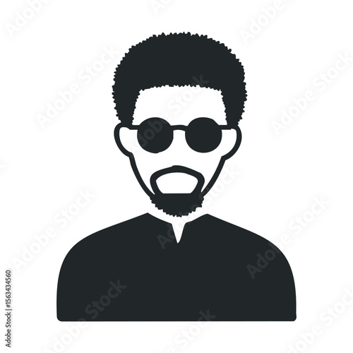 Silhouette of young african male with sunglasses and afro hairstyle