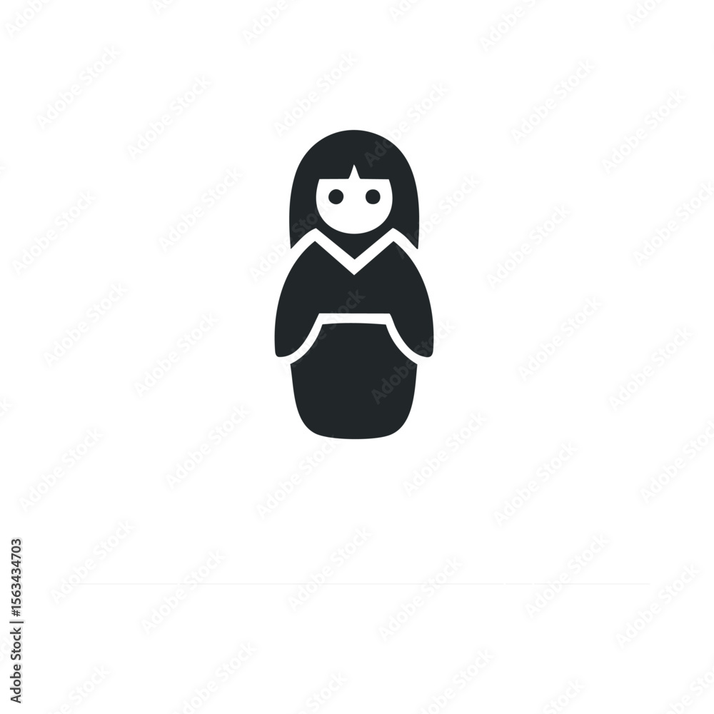 Obraz premium Minimalist icon of traditional japanese kokeshi doll