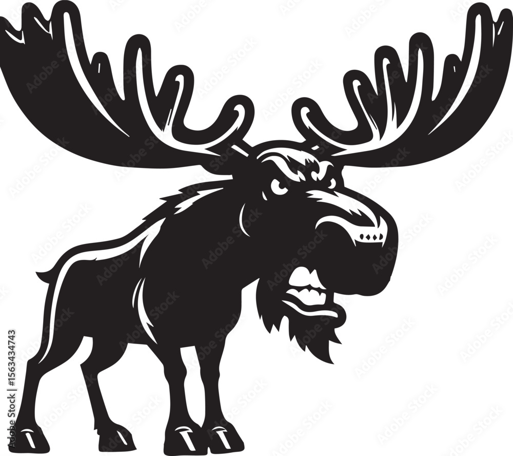 Fototapeta premium Moose Vector In Black and White