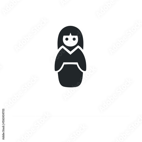 Minimalist icon of traditional japanese kokeshi doll