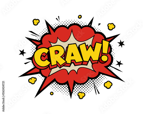 Retro comic book craw sound effect explosion vector illustration