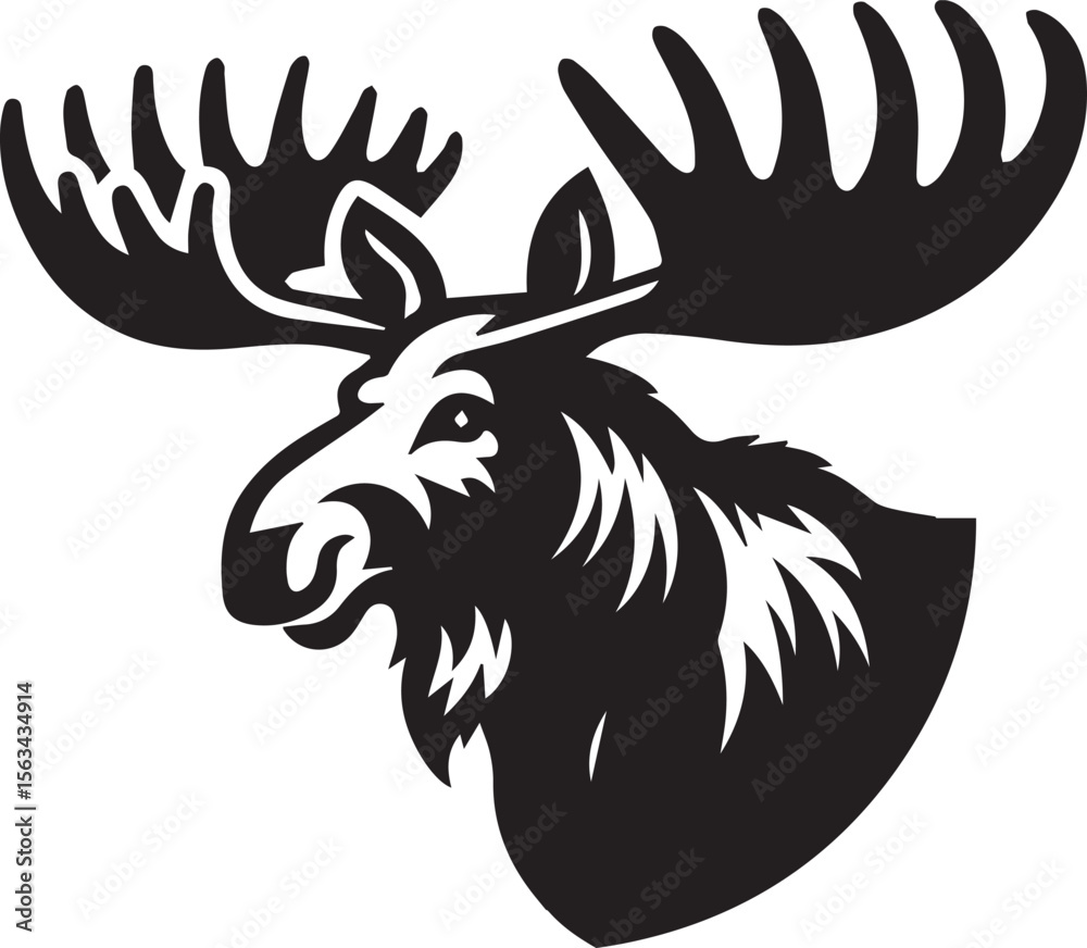Obraz premium Moose Vector In Black and White