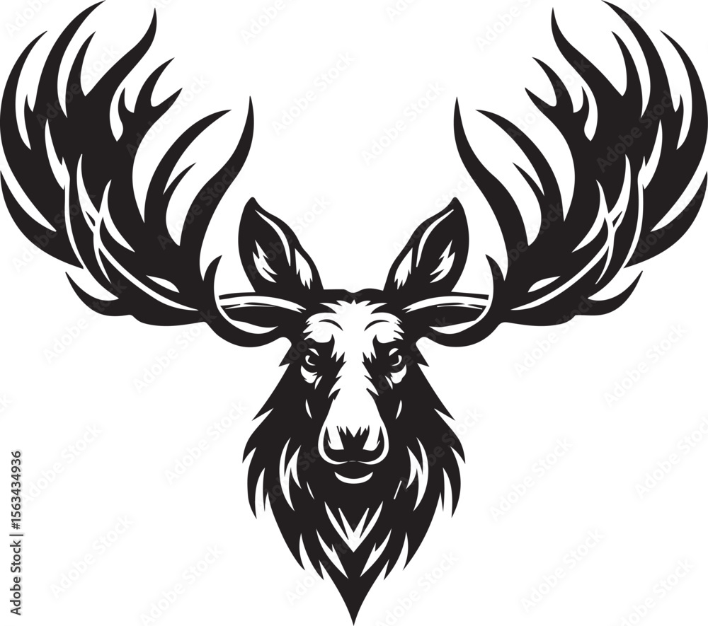 Obraz premium Moose Vector In Black and White
