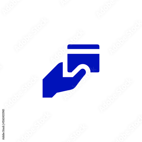 Cobalt Blue Hand Holding Credit Card Icon with Two White Stripes