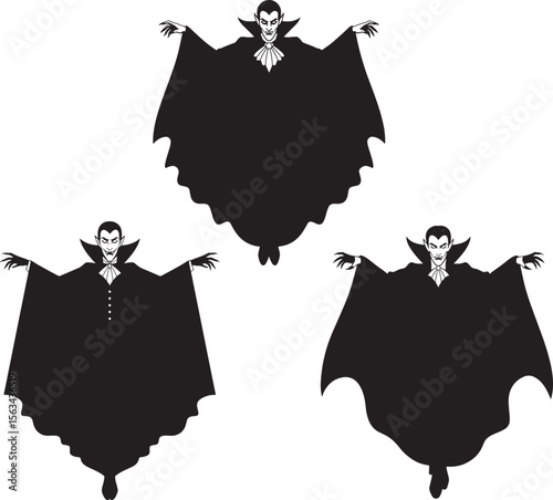 Vampire Fanged Monster Silhouette Vector Set vector illustration