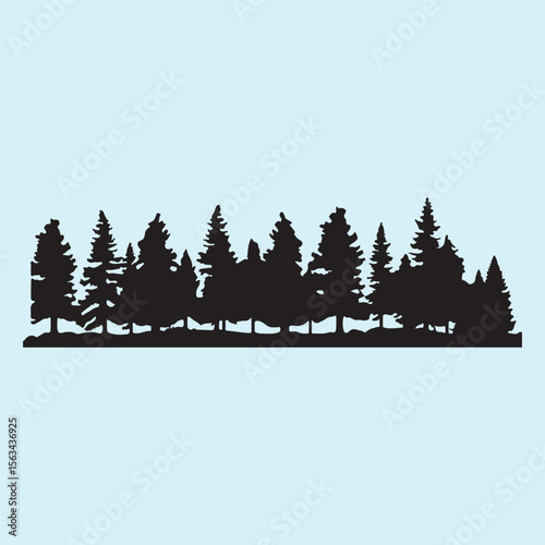 Flat Evergreen Tree Line Silhouette