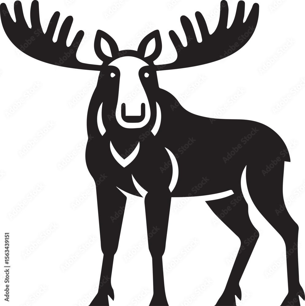 Obraz premium Moose Vector In Black and White