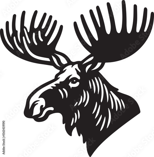 Wallpaper Mural Moose Vector In Black and White Torontodigital.ca
