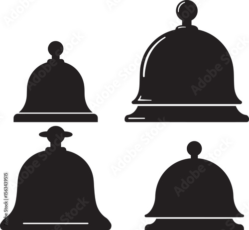 Bell Shaped Object With Handle Silhouette Vector Set vector illustration