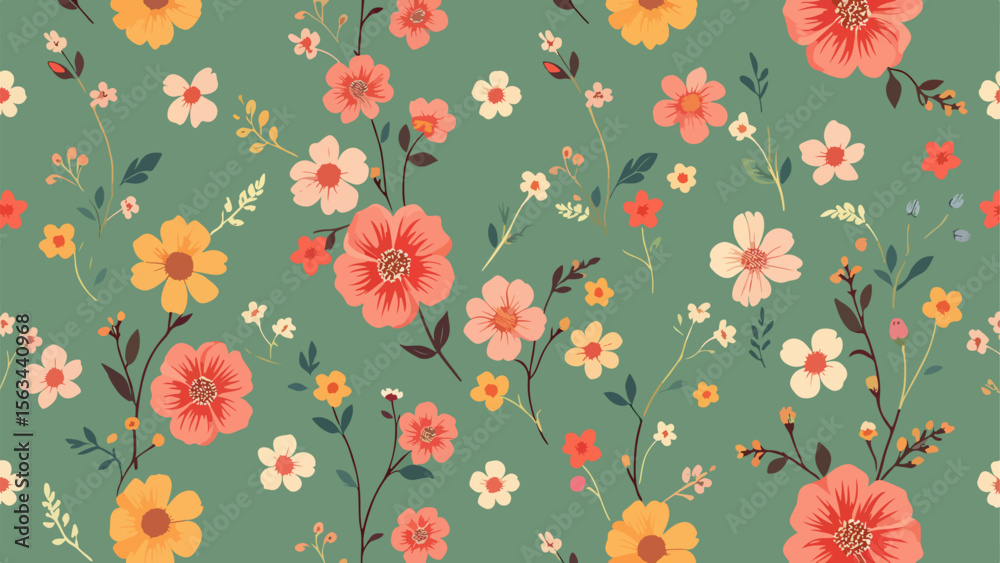 Fototapeta premium Chamomile Rose Petunia wildflowers Drawing engraving Vector