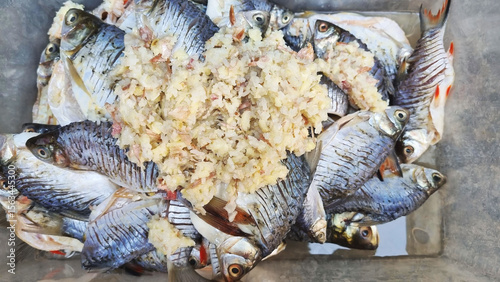 Photo of freshwater fish made into fermented fish, a food of Asian people, especially Thai people.