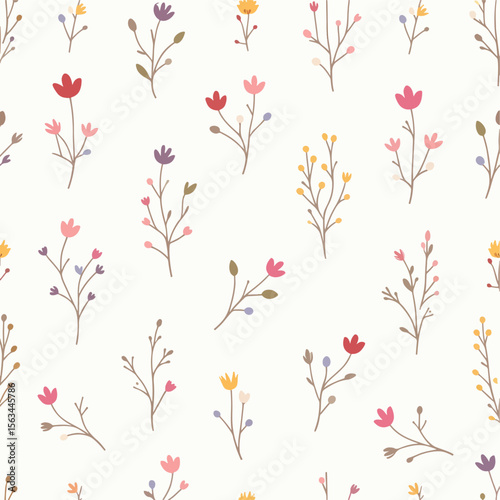 Vector seamless flower pattern background.