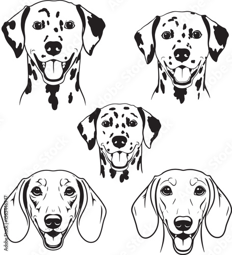 Dachshund Dog Happy Face Puppy Silhouette vector illustration
