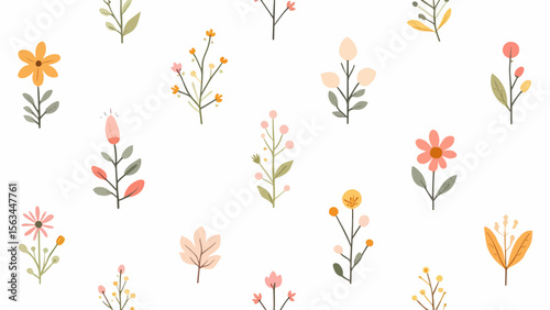 Colorful fresh vector design of flying butterflies with open wings and spring flowers in a seamless background pattern in square format suitable for tiles wallpaper and textile