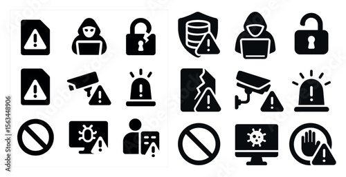 Set of icons for various security measures. The icons include a person with a laptop, a person with a camera, a person with a cell phone, a person with a computer, a person with a keyboard