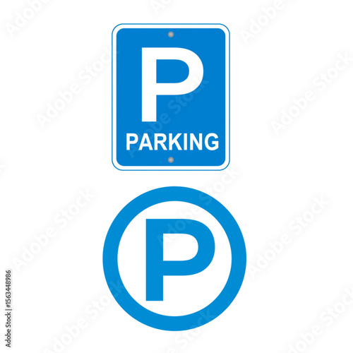 Distinct blue parking symbol icons offer versatile application in maps, wayfinding systems, and parking lot signage.