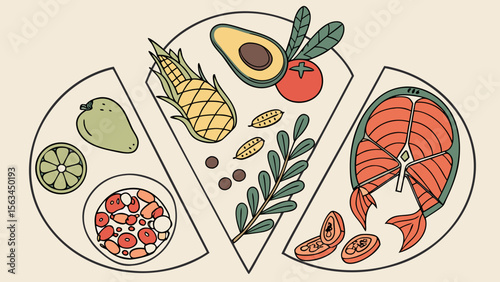 Set of Various Foods Isolated on White Background Vector Illustration