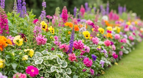 Wallpaper Mural Vibrant flower bed bursting with a variety of colorful blooms in a garden setting Torontodigital.ca