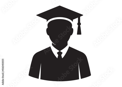 academic man celebrating graduation silhouette logo vector, happy group of graduates academic caps silhouette vector illustration, boys and girls celebration graduation cap  logo silhouettes vector