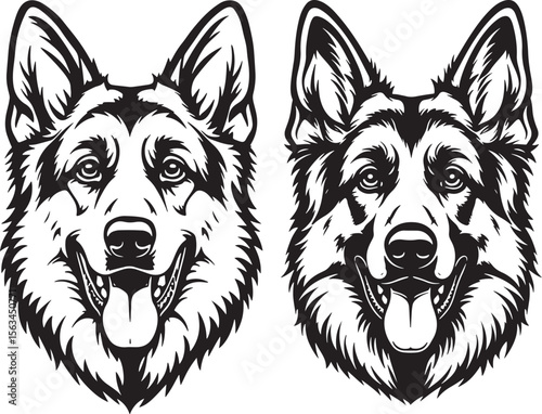 German Shepherd Dog Happy Face Pet Silhouette vector illustration