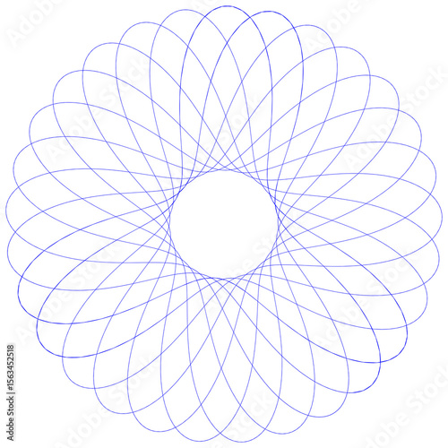 Fototapeta Naklejka Na Ścianę i Meble -  Minimal Dark blue Loop Flower – Transparent Geometric Line Art