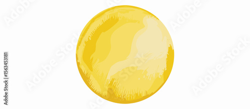 Yellow watercolor circle shape, isolated on white background, art illustration