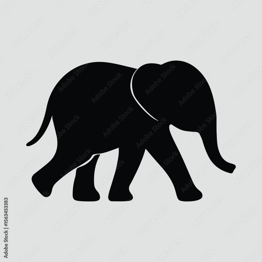 Fototapeta premium Silhouette of an elephant walking isolated animal wild vector illustration