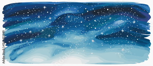 Night sky watercolor painting with stars, blue sky, galaxy, artistic celestial backdrop