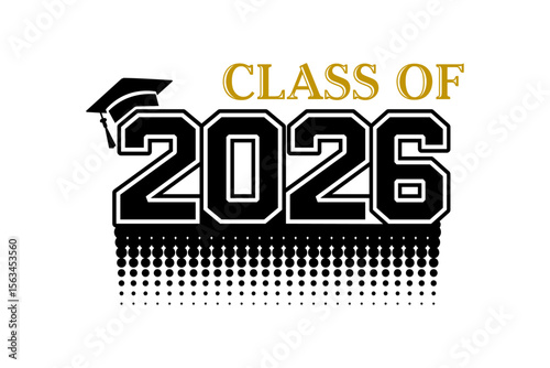 Class of 2026 Graduation Design with Cap and Halftone Graphic