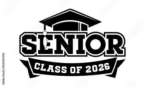 Senior Class of 2026 Graduation Banner Design with Cap Icon