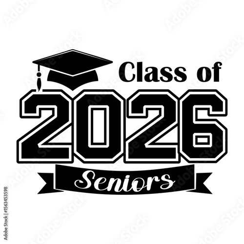 Class of 2026 Seniors Graduation Banner Design with Cap