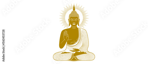 Buddha golden illustration, religion, meditation, zen, yoga, peace, spiritual, buddhist